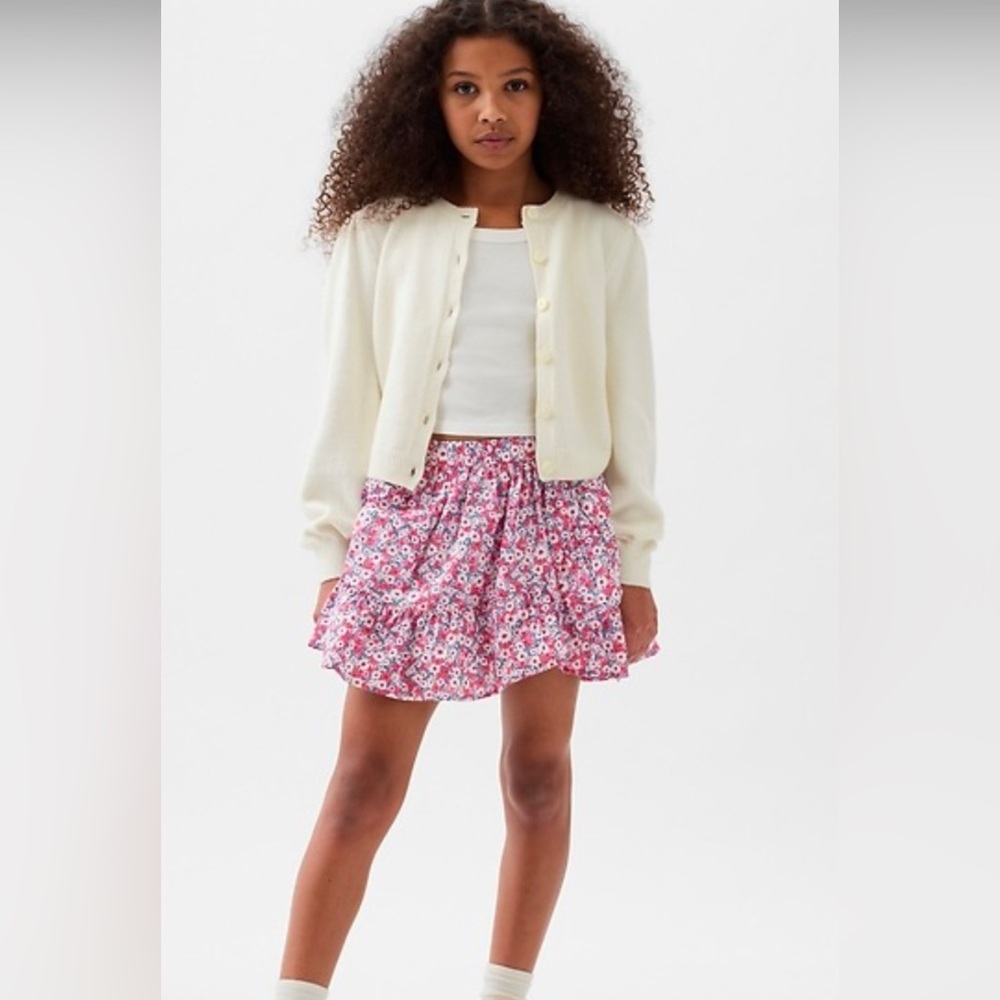 Gap girls ruffle skort pink floral sz large 10